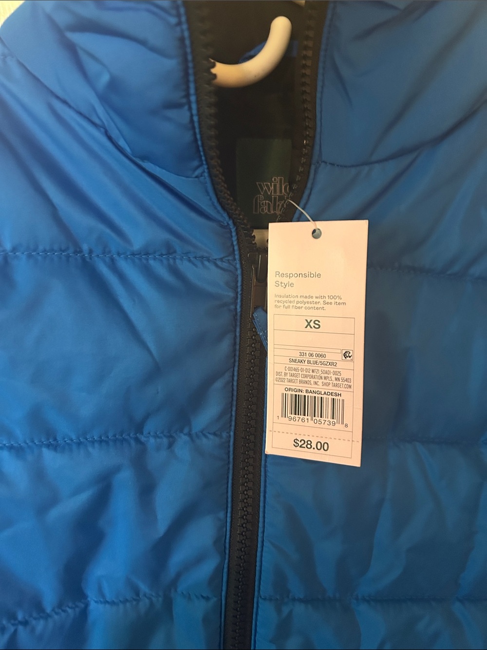 wild fable electric blue puffer jacket, Size XS - Picture 3 of 5